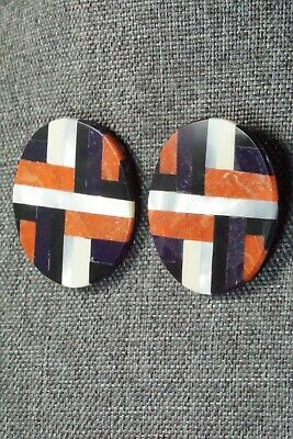 Multi Stone Inlay & Sterling Silver Earrings - Chaslyn Crespin
