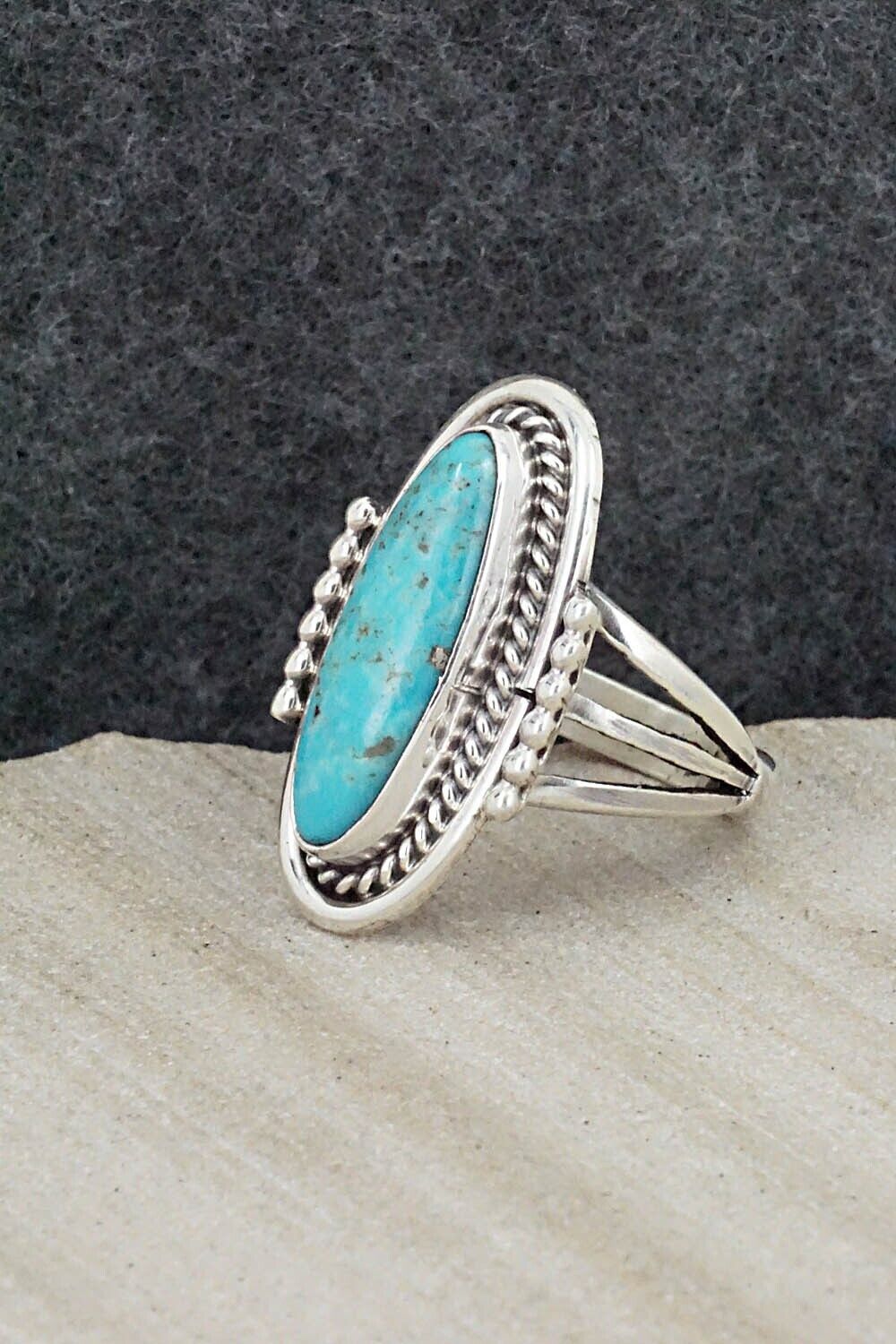 Turquoise & Sterling Silver Ring - Samuel Yellowhair - Size 7