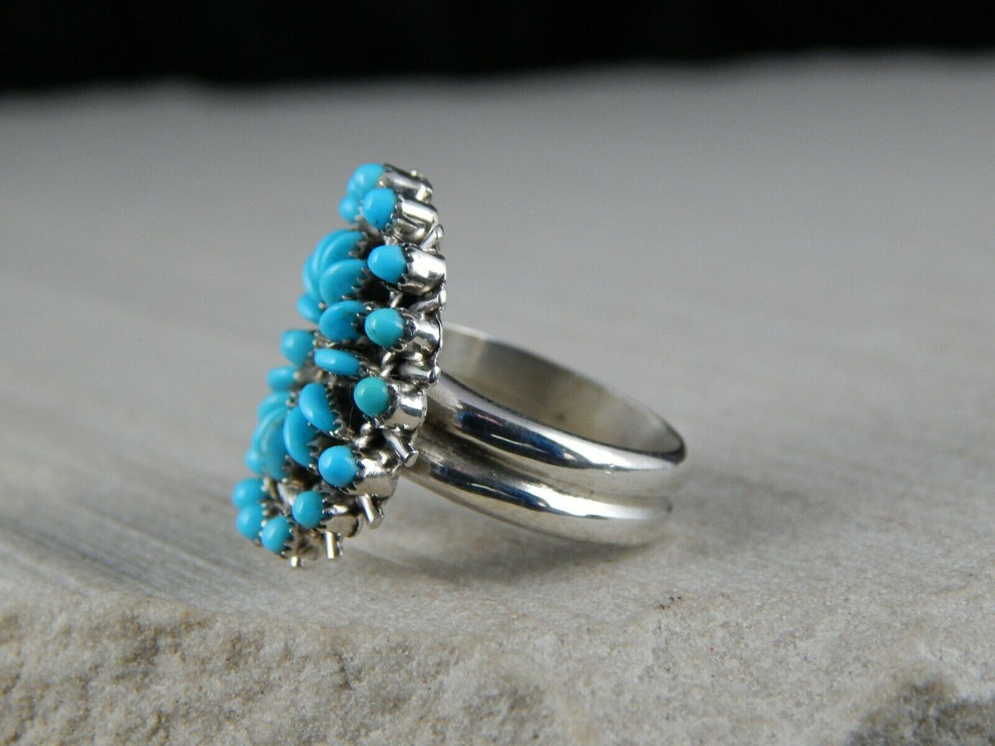 Zuni Turquoise and Sterling Silver Ring - Connie Wyaco - Size 6.5 - High Lonesome Trading