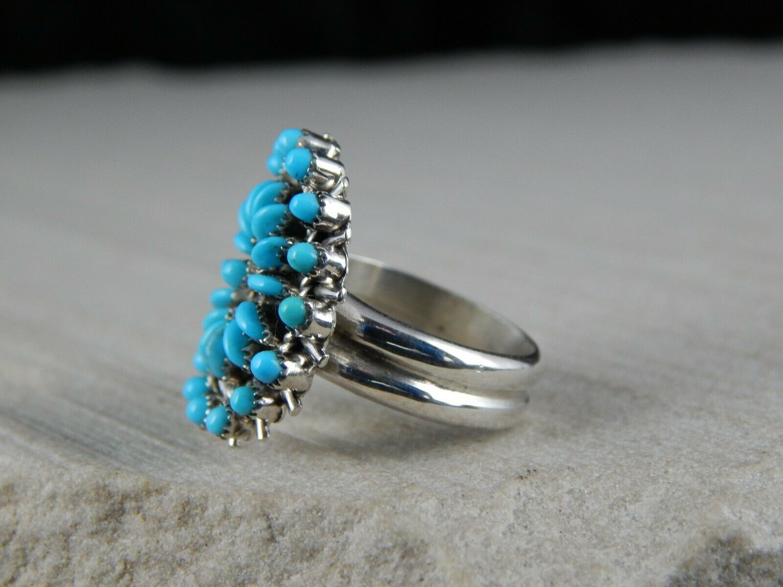Zuni Turquoise and Sterling Silver Ring - Connie Wyaco - Size 6.5 - High Lonesome Trading
