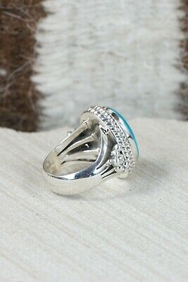 Navajo Turquoise & Sterling Silver Ring - Sheena Jack - Size 4.75