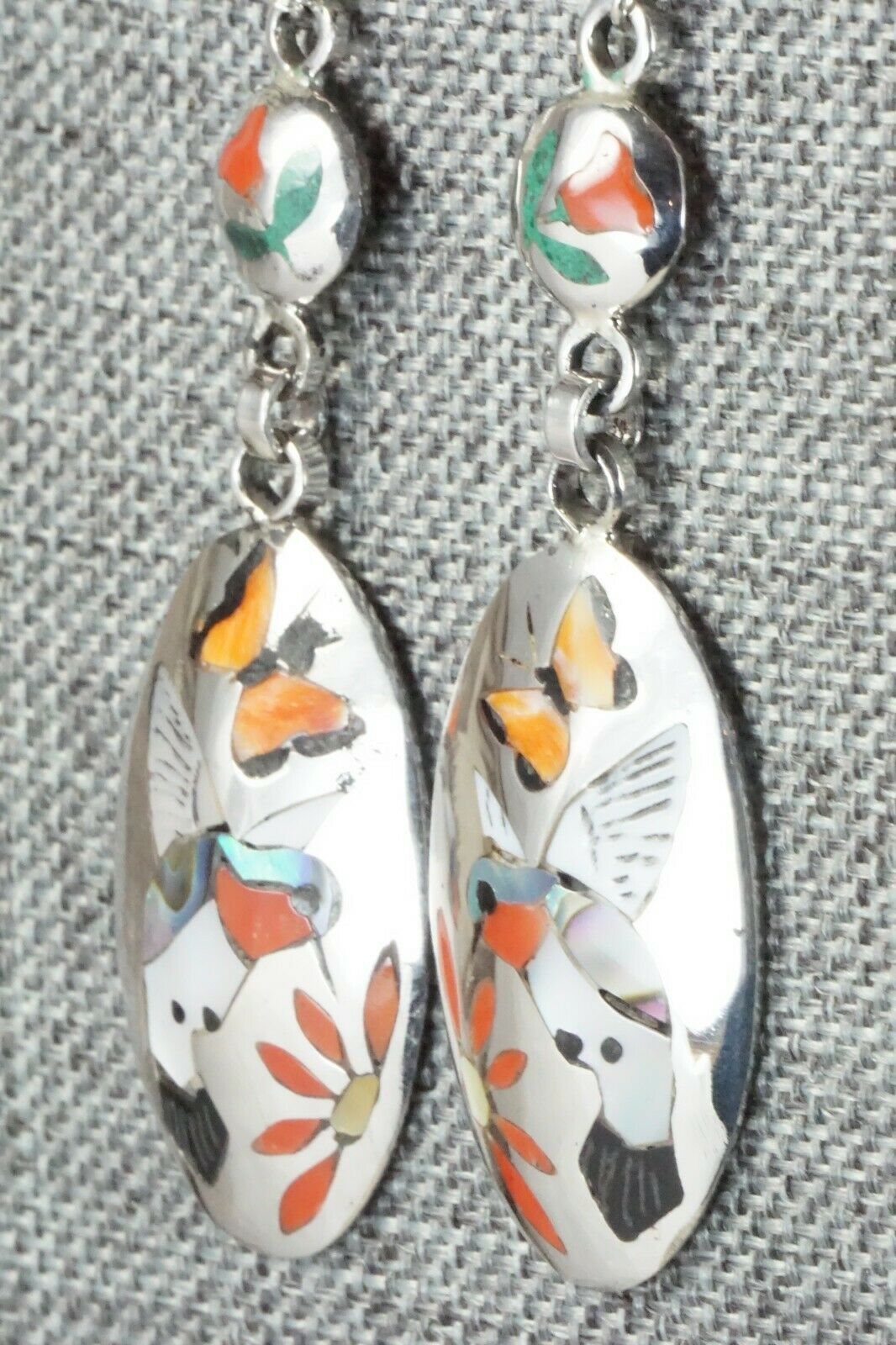Multi Stone & Sterling Silver Earrings - Quintin Quam Sr.