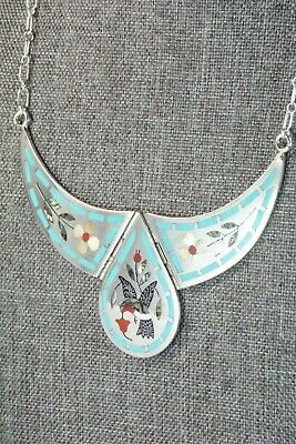 Inlay Turquoise, Abalone & Sterling Silver Necklace - Derrick Edaakie