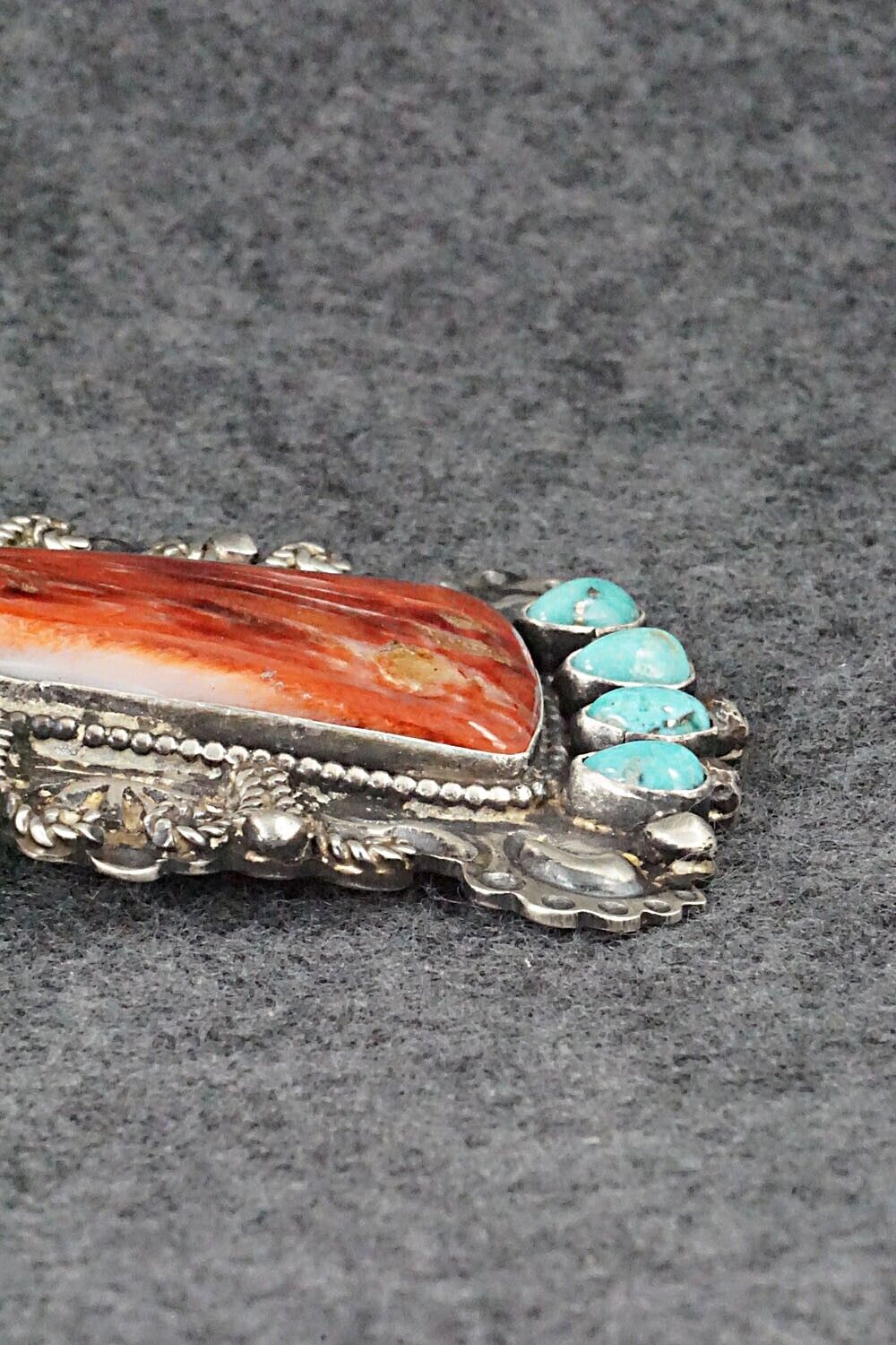 Spiny Oyster, Turquoise & Sterling Silver Pendant - Shawn Cayatineto