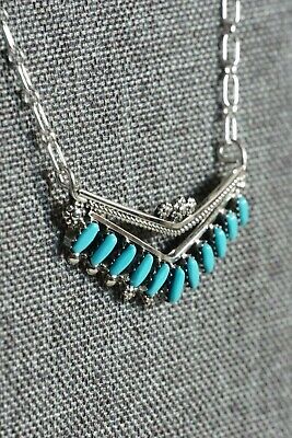 Zuni Turquoise & Sterling Silver Necklace - MaDerral Kallestewa - High Lonesome Trading