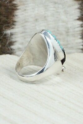 Turquoise, Coral & Sterling Silver Ring - Lyolita Tsattie - Size 8