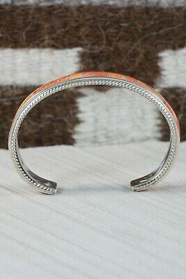 Zuni Spiny Oyster & Sterling Silver Bracelet - Ricky Booqua - High Lonesome Trading