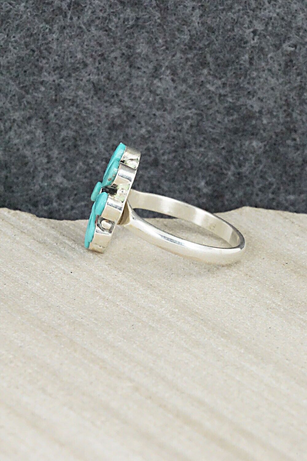Turquoise & Sterling Silver Ring - Arlo Kanteena - Size 8.25