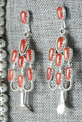 Coral & Sterling Silver Squash Blossom Set - Claudine Penketewa