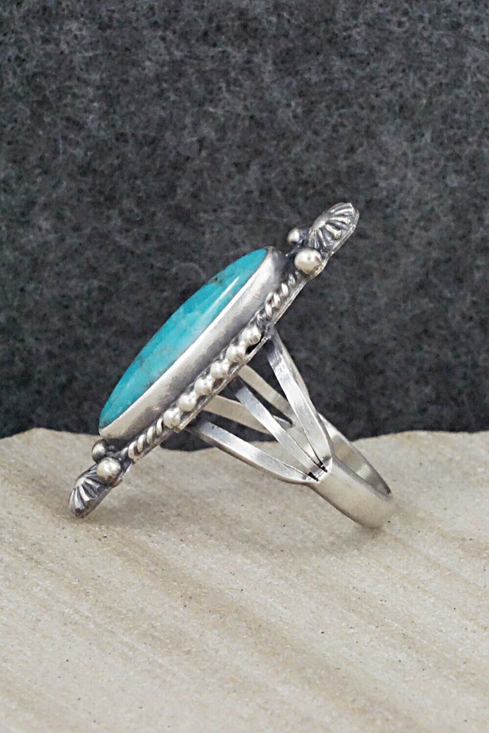 Turquoise & Sterling Silver Ring - Samuel Yellowhair - Size 6.5