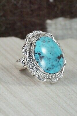 Turquoise and Sterling Silver Ring - Bucky Belin - Size 8.25