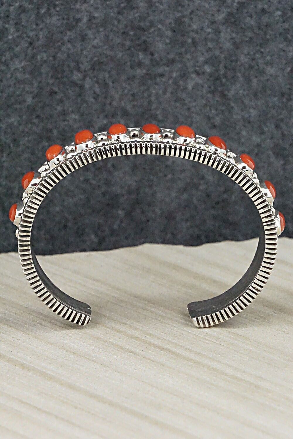 Coral & Sterling Silver Bracelet - Tom Lewis