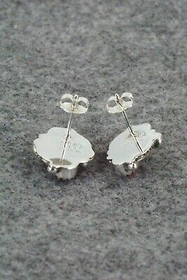 Coral & Sterling Silver Earrings - Adelarae Yazzie