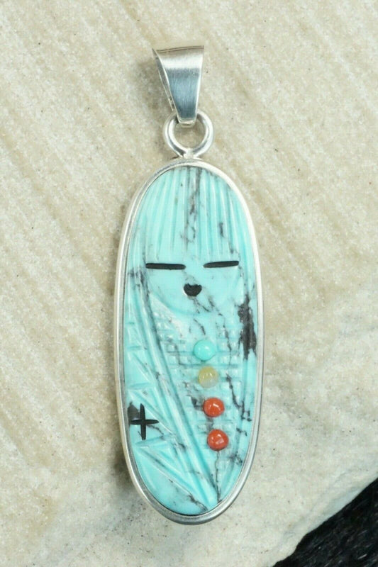 Turquoise & Sterling Silver Pendant - Stuart Quandelacy