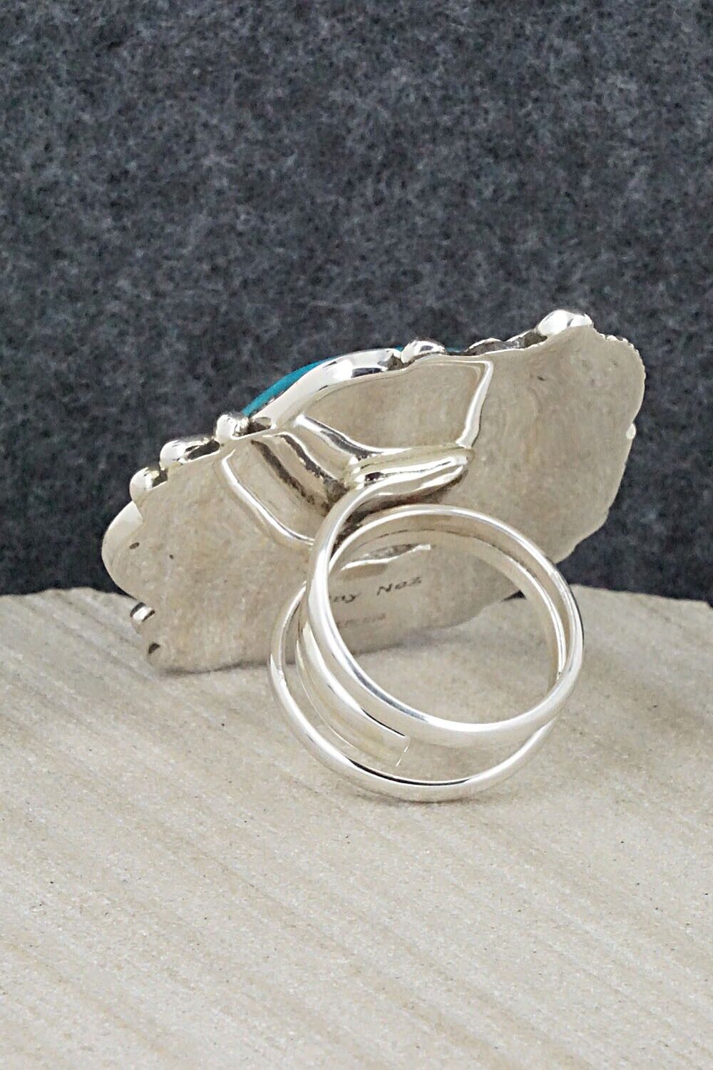 Turquoise and Sterling Silver Ring - Ray Nez - Size 7.5 (Adj.)