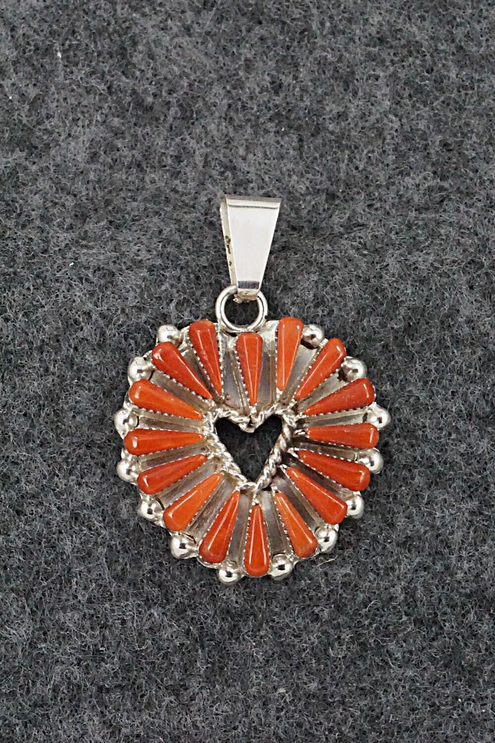 Coral & Sterling Silver Pendant - Rebecca Laate