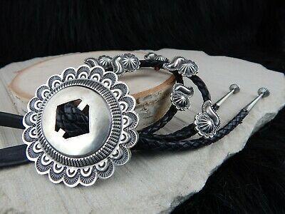 Navajo Sterling Silver Bolo Tie - Roberta Begay - High Lonesome Trading
