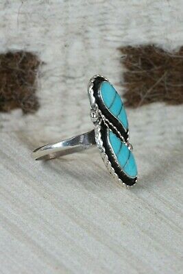 Zuni Turquoise and Sterling Silver Ring - Susie Lowsayatee - Size 10.5 - High Lonesome Trading