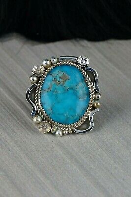 Navajo Turquoise and Sterling Silver Ring - Leslie Nez - Size 6.75 - High Lonesome Trading