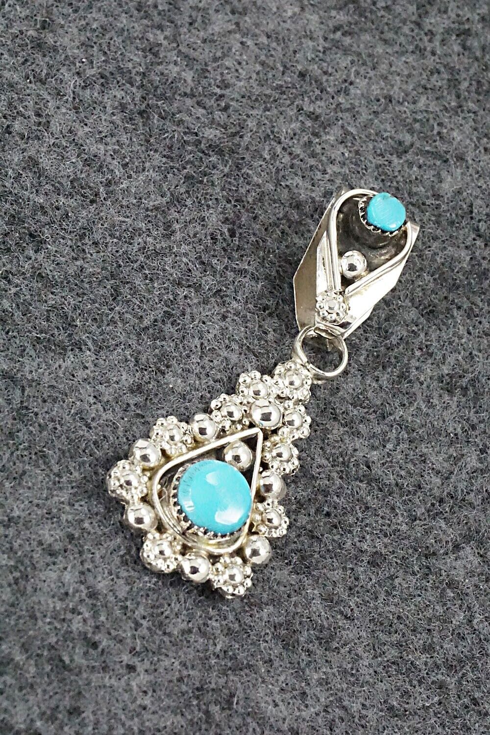 Turquoise and Sterling Silver Pendant - Verdie Booqua
