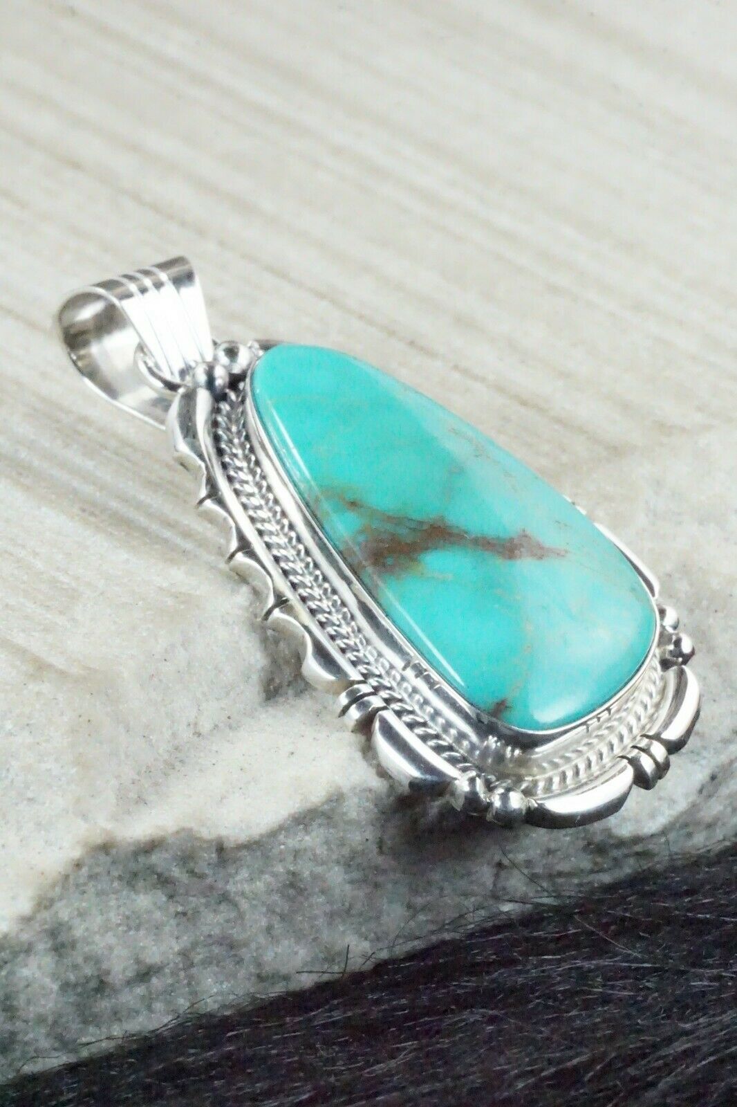 Turquoise & Sterling Silver Pendant - Samuel Yellowhair