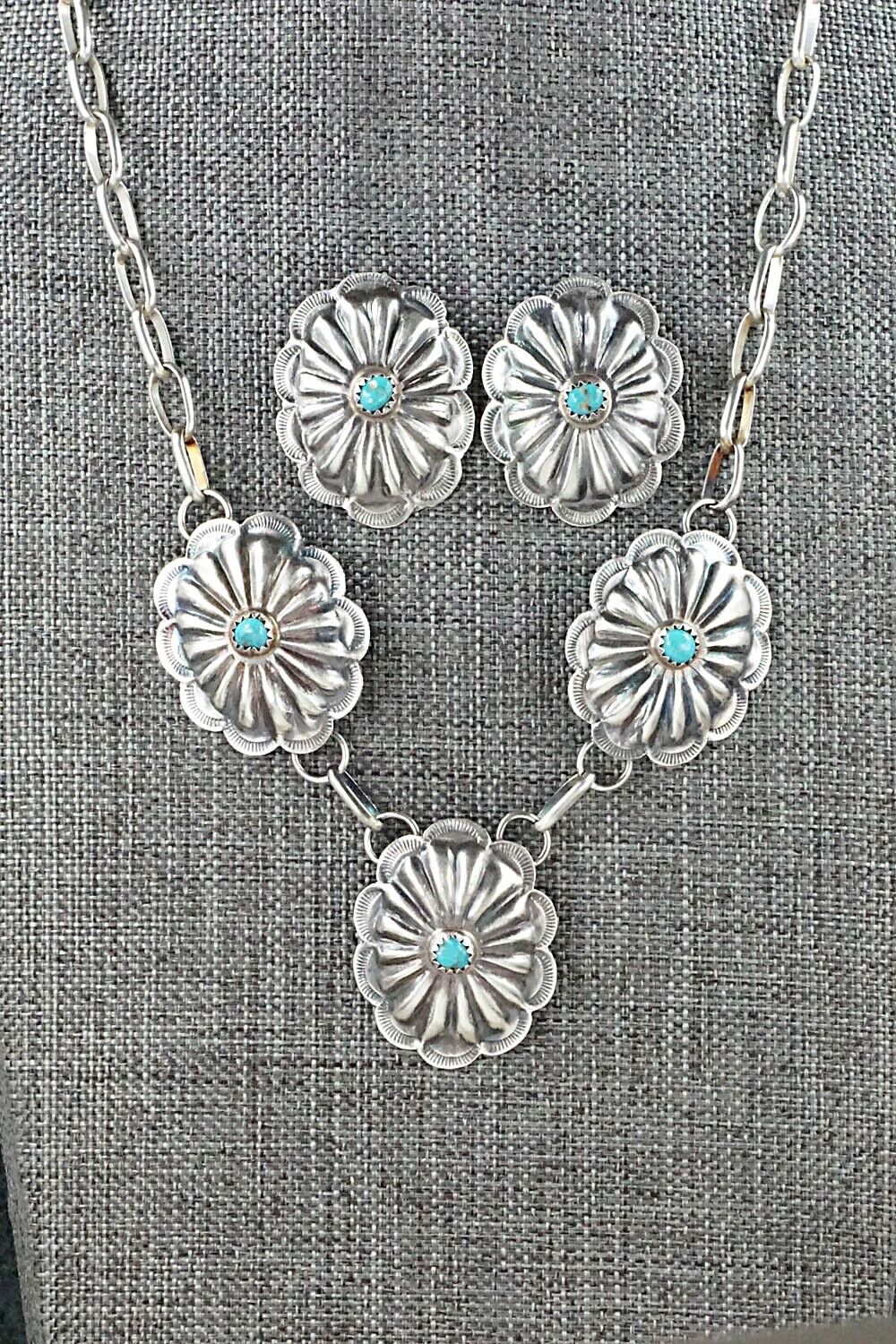 Turquoise & Sterling Silver Necklace and Earrings Set - Joan Begay