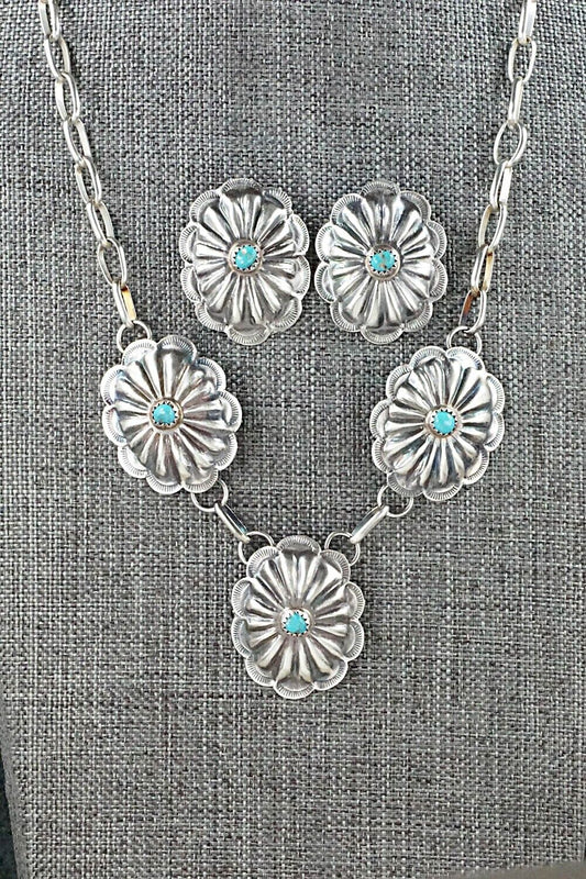 Turquoise & Sterling Silver Necklace and Earrings Set - Joan Begay