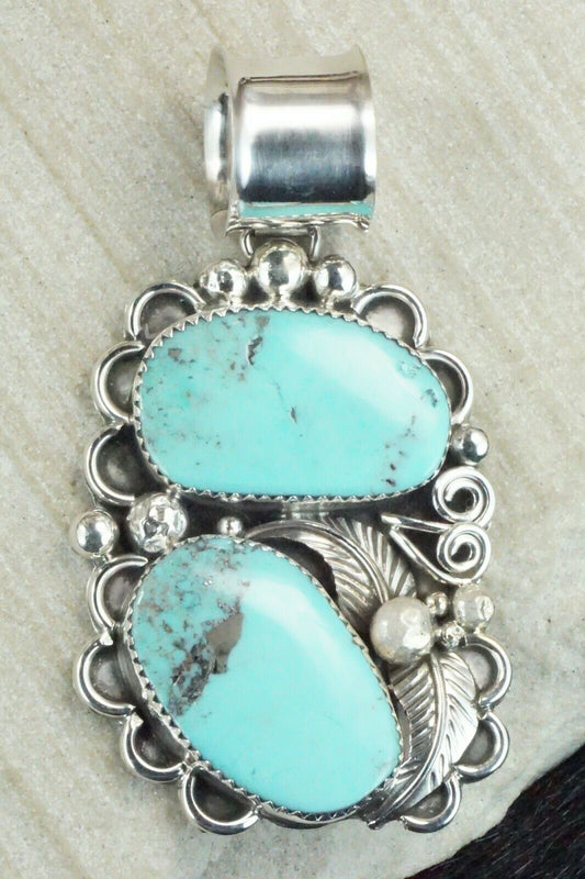 Turquoise and Sterling Silver Pendant - Shirley Largo