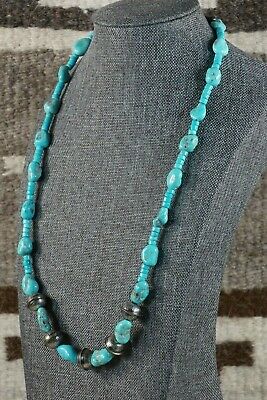 Navajo Turquoise & Sterling Silver Necklace - Native American - High Lonesome Trading