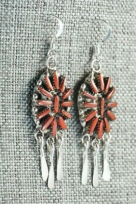 Coral & Sterling Silver Earrings - George Peina