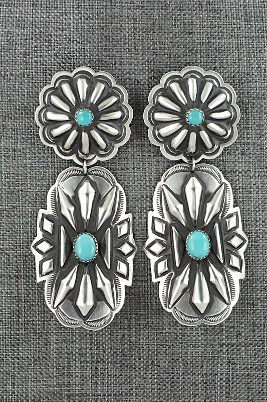 Turquoise & Sterling Silver Earrings - Leander Tahe