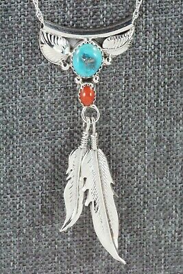 Turquoise, Coral & Sterling Silver Necklace - Sharon McCarthy - High Lonesome Trading