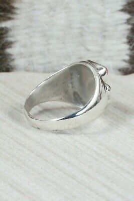 Turquoise, Coral & Sterling Silver Ring - Wilbur Myers - Size 11