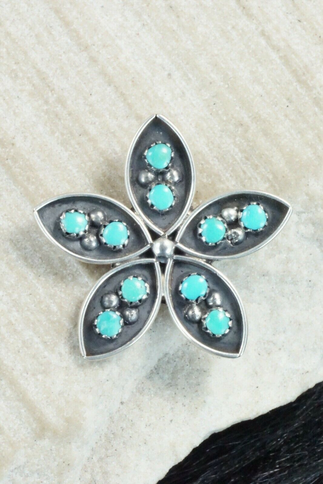 Turquoise & Sterling Silver Pendant / Pin - J Booqua