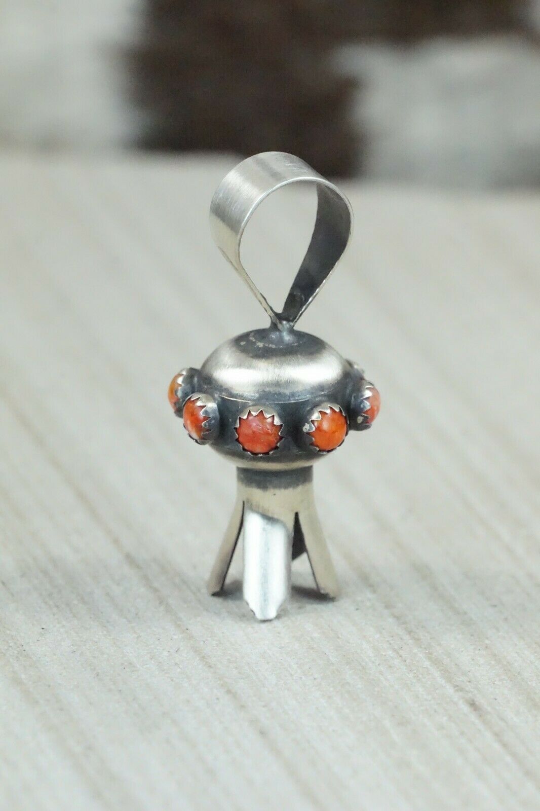 Spiny Oyster & Sterling Silver Blossom Pendant - Monica Smith - High Lonesome Trading
