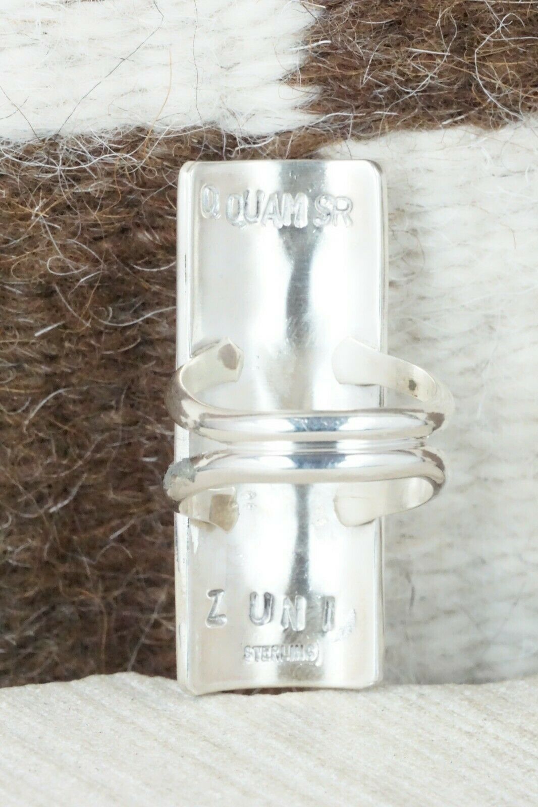 Multi Stone Inlay & Sterling Silver Ring - Quintin Quam Sr - Size 6.75