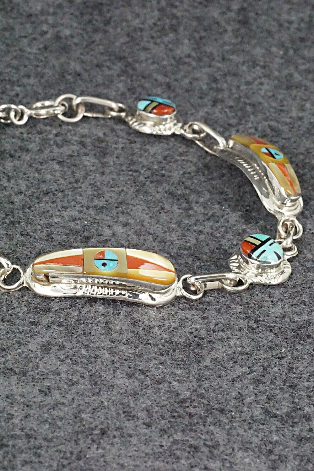 Multi Stone & Sterling Silver Link Bracelet - Patty Edaakie