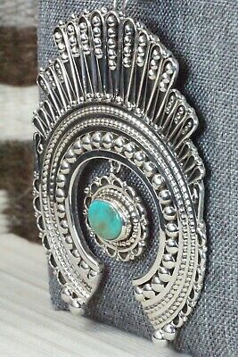 Turquoise & Sterling Silver Squash Blossom and Earrings - Lorena Nez
