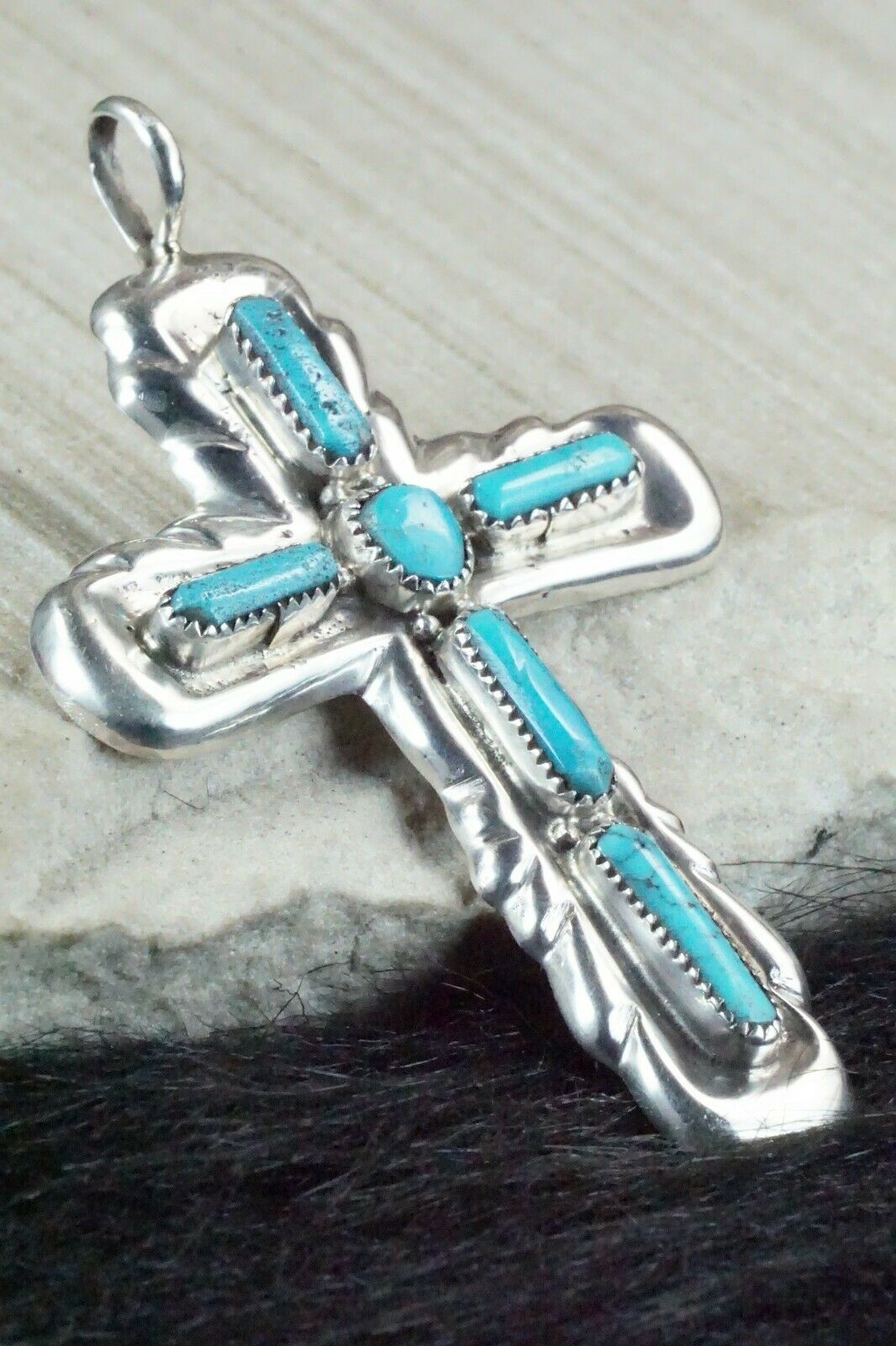 Turquoise & Sterling Silver Pendant - Lupe Leekity - High Lonesome Trading