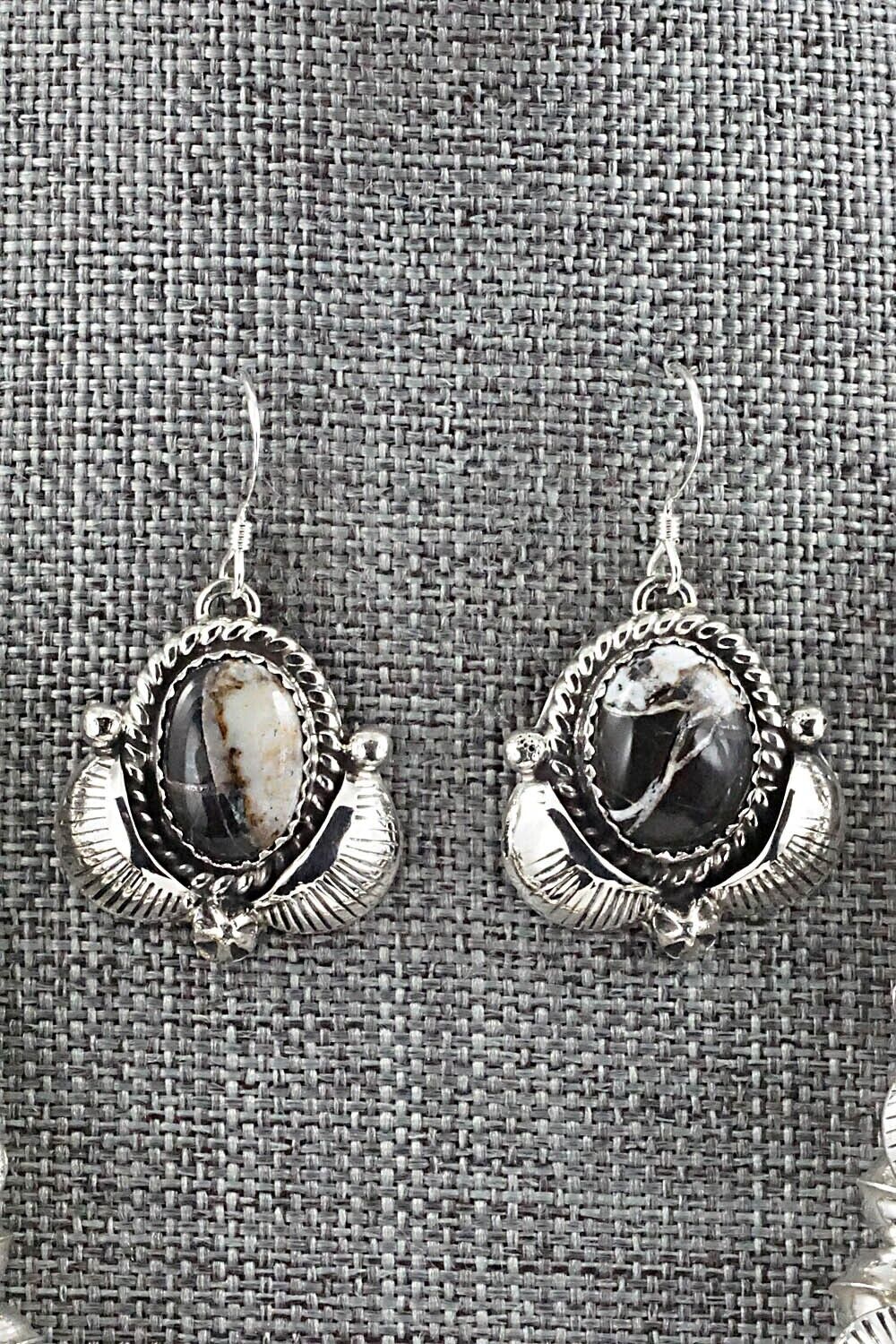 White Buffalo & Sterling Silver Squash Blossom Set - Vernon Johnson
