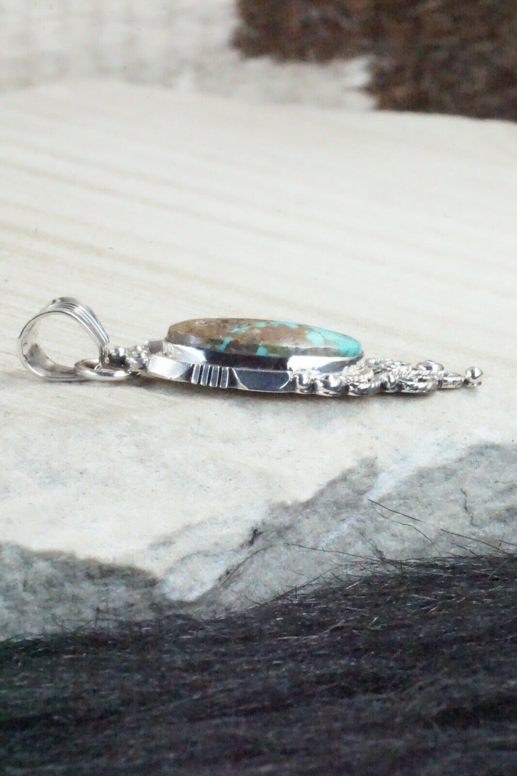 Turquoise and Sterling Silver Pendant - Daniel Benally