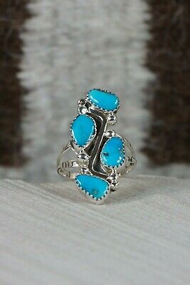 Navajo 4 Stone Turquoise and Sterling Silver Ring - Roberta Begay - Size 9.5 - High Lonesome Trading