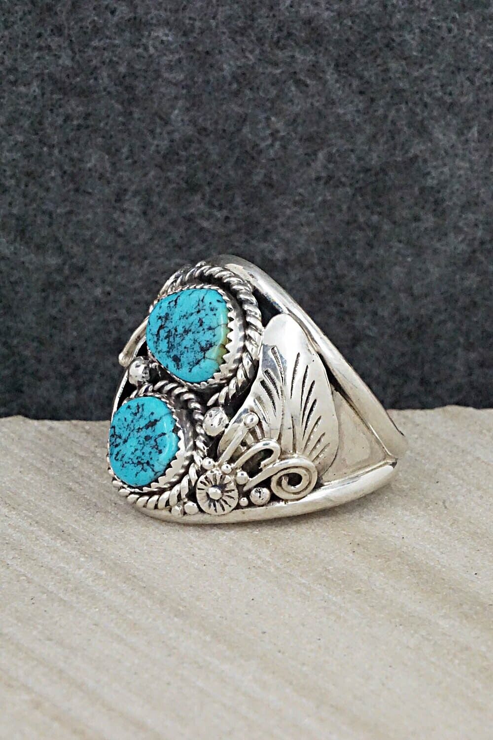 Turquoise & Sterling Silver Ring - Leonard Spencer - Size 11.75