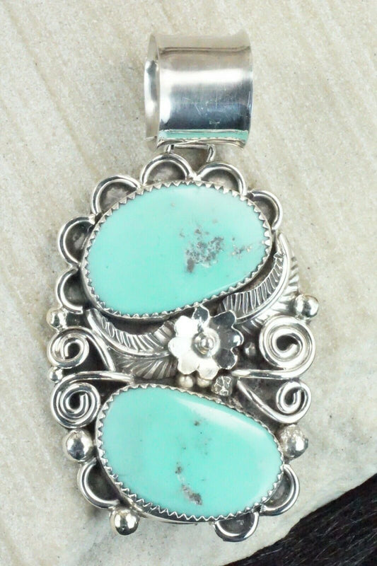 Turquoise and Sterling Silver Pendant - Shirley Largo