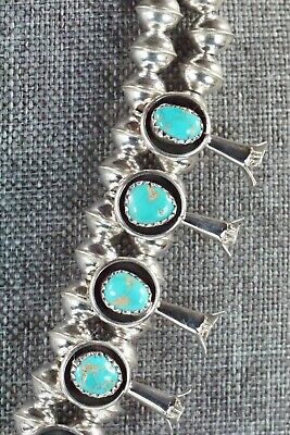 Turquoise & Sterling Silver Squash Blossom & Earrings - Phil Garcia