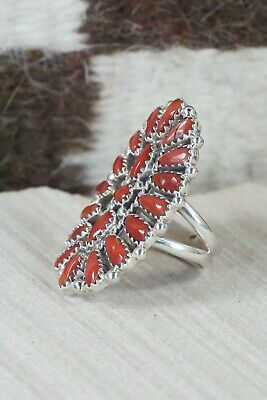 Coral and Sterling Silver Ring - Donovan Wilson - Size 7.5