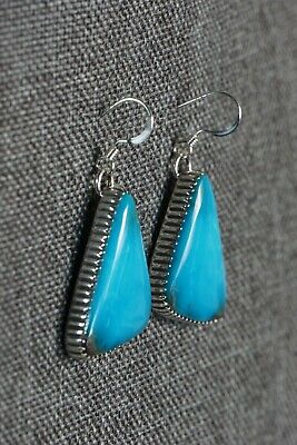 Navajo Turquoise & Sterling Silver Earrings - Alvin Joe - High Lonesome Trading