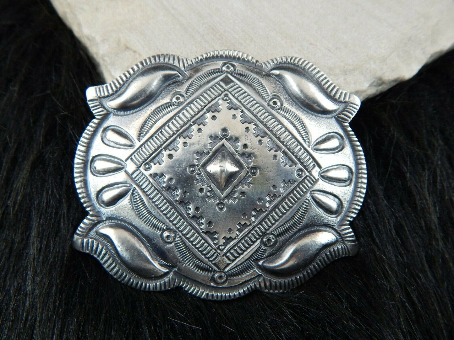 Sterling Silver Belt Buckle - Myron Etsitty - Navajo Buckle - Native American - High Lonesome Trading