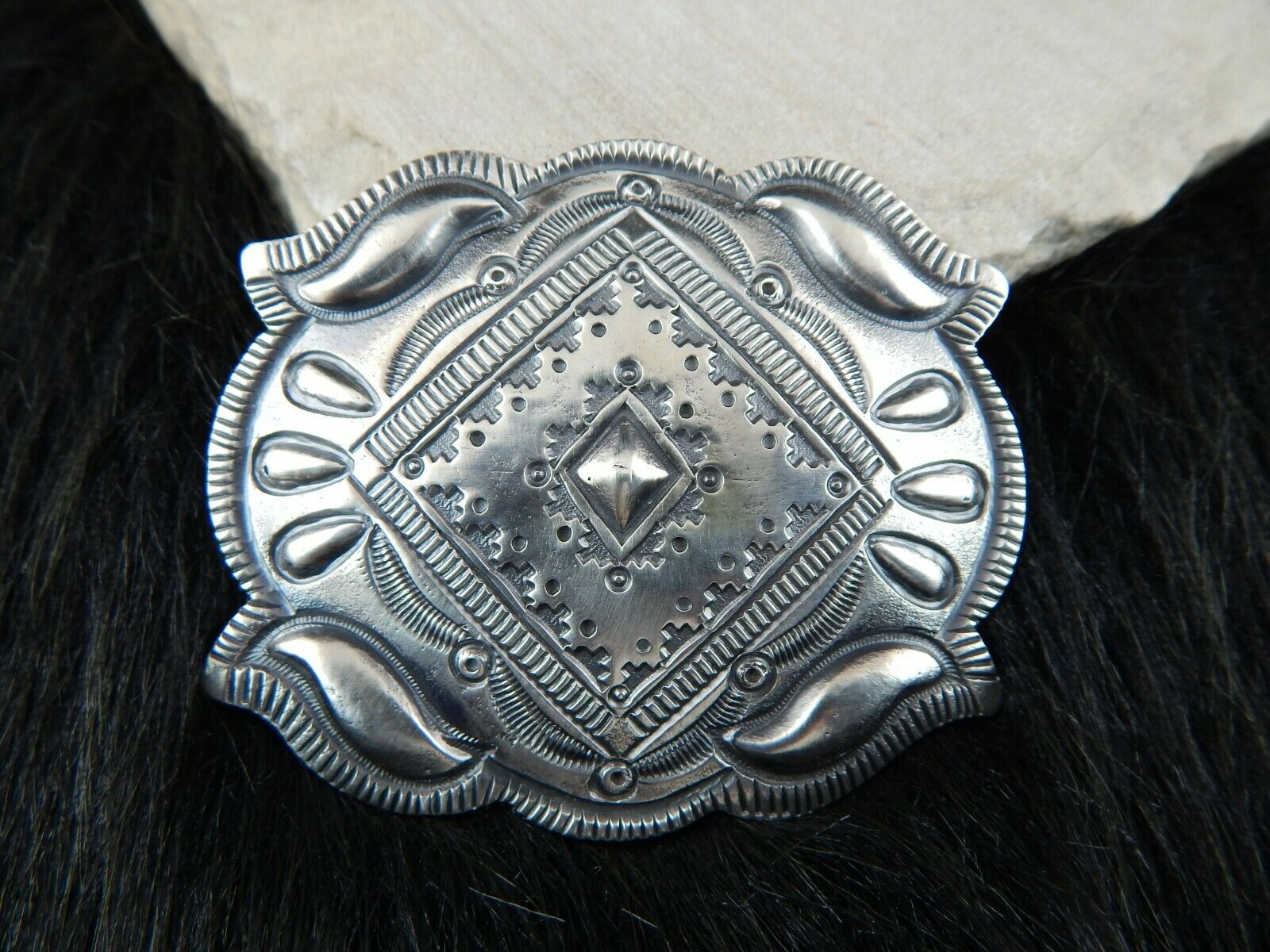 Sterling Silver Belt Buckle - Myron Etsitty - Navajo Buckle - Native American - High Lonesome Trading
