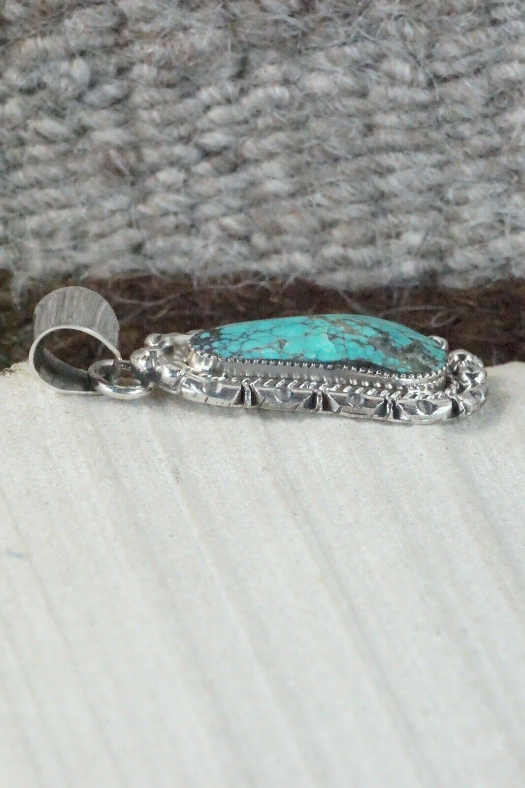 Turquoise & Sterling Silver Pendant - Samuel Yellowhair